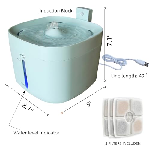 Cat Water Fountain, 2.5L Cat Fountain, Super Silent Pet Water Fountain, Water Dispenser with Smart Pump for Cats, Dogs, Multiple Pets Blue - color: Blue