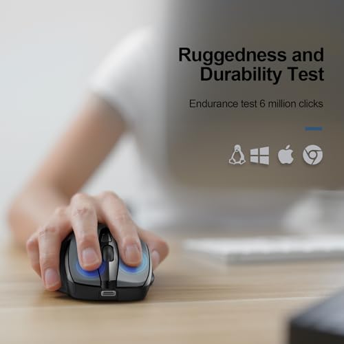 TECKNET Wireless Mouse Rechargeable, 2.4G Computer Mice with USB-A Receiver | 2.4G Connection, 800mAh Battery, 3X Faster Charging, Silent Click, 6-Level 4800 DPI, Ergonomic Design for All-day Comfort - color: Grey