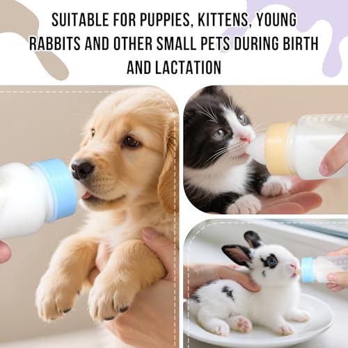Puppy Kitten Nursing Bottle 4oz - Small Animal Feeding Kit with Nipples | Hand Feeding Supplies for Puppies, Kittens, Rabbits, Ferrets & Newborn Pets - color: BLUE