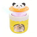 Ceramic Igloo Hamster Hideout,Panda Shape Hamster House with ice Box(Panda) | Habitats Cool Bed Ideal for All Season Cave Mini Hut Cage for Syrian & Dwarf Hamsters, Gerbils, Mice Other Small Pets - color: Yellow