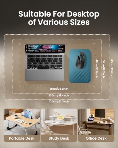 ProtoArc MP50 Ergonomic Mouse Pad with Wrist Support, Lycra Surface, Blue | 8° slope & massage points, soft memory foam, Large 12x8 Inches, Non-slip base. Relieves wrist strain for office & home - color: Blue Lycra