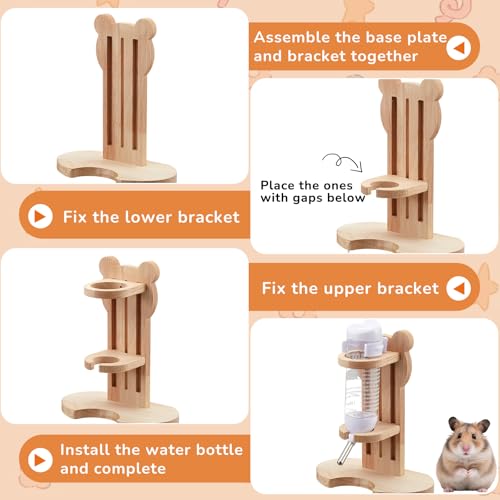 18 Pcs Hamster Cage Accessories, Silent Hamster Wheel 15 Toys Set | Maze Wood House and Water Bottle Set for Rat Mice Small Animals Habitat Decor Enrichment Starters (Serene Wooden Style) - style: Harmony Wooden Style