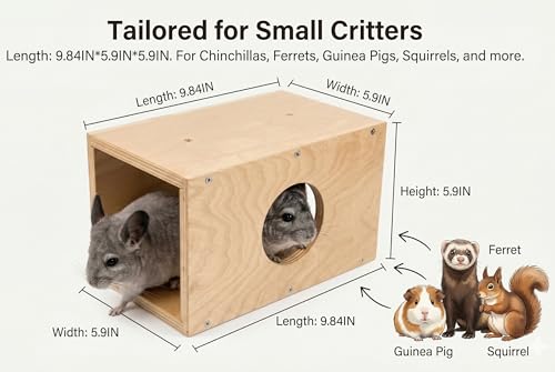 Chinchilla Natural Wood Hanging Tunnel Toys, Small Animals Tunnel Tube, Chinchilla Cage Accessories for Ferret Guinea Pig Rat Hiding and Resting (with Holes) - color: With Holes