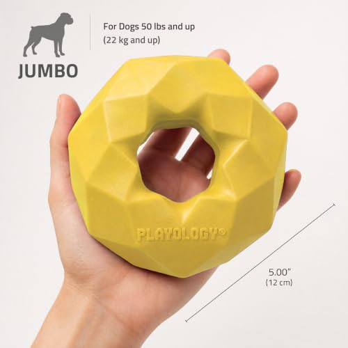 Playology Channel Ring Dog Chew Toy for Large Dogs - Jumbo, Chicken Scent | Large Breeds, Moderate Chewers, Indoor Outdoor Use, Easy Rinse Clean