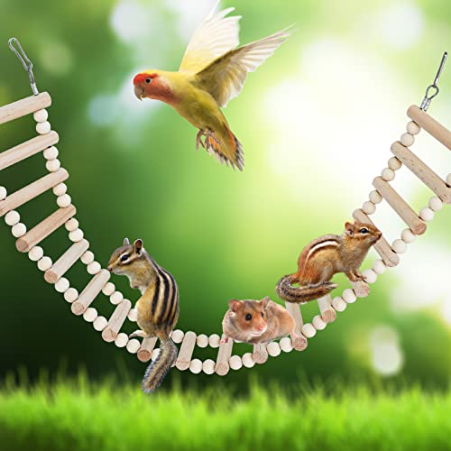 Rat Ladder Bridge Toy, Rat Climbing Toys, Natural Wooden Hamster Ladder Bridge Toy, Cage Accessories for Bird Parrots Parakeets Hamster Cockatiels Sugar Gliders - 18 Steps - 25.98 x 3.14 Inch - size: 18 Steps - 26 × 3 Inch