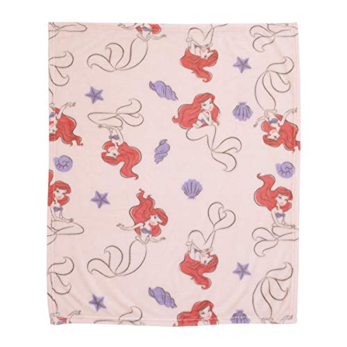 Disney The Little Mermaid Super Soft Ariel Starfish Seashell French Fiber Baby Blanket, Pink, Purple, Red (4143501P) - color: Disney the Little Mermaid, size: 30x36 Inch (Pack of 1)