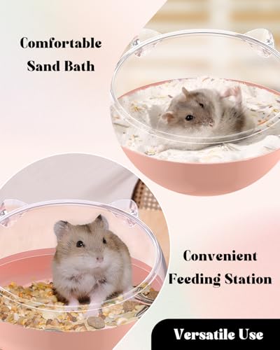 Pawfly Hamster Sand Bath Container, Hamster Sand Bath Box, Hamster Bathtub, Hamster Bathroom, Hamster Toilet, Plastic Dust Bath for Dwarf Hamsters, Syrian Hamsters, Mice, Gerbils & Small Animal, Pink - color: Pink