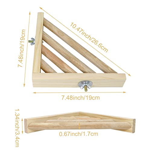 Litewoo Bird Perch Corner Platform Stand Shelf for Parrot Budgie Cage, 1PC | Natural wood, bird chew stand toy for parakeet/cockatiel/conure/cockatoo, smooth polished surface, corner cage space saver - size: 1PC
