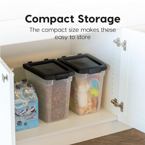 IRIS USA Dog Food Storage Container, 2-Pack, Up to 10 lbs, Black | Made in USA, Stacklable Design, Airtight Seal, BPA-Free, Bird Seed, Cat food, Treats, Multi-Pet Use - color: Black, size: 10 lbs - 2 Pack