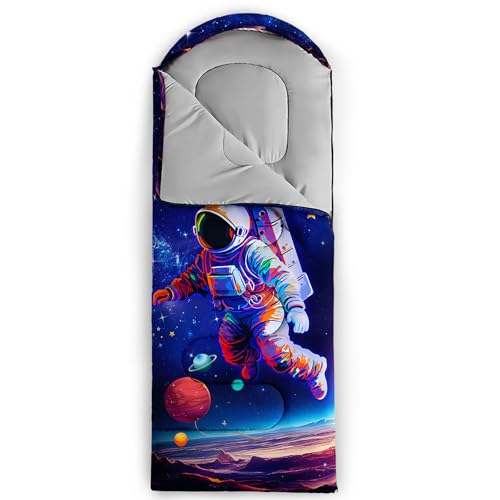 Axolotl Gamepad Sleeping Bag,3 Season Warm and Cool Weather Game Console Sleeping Bag for Boys Teens,Waterproof Lightweight Geometry Hexagonal Sleeping Bag for Traveling,Outdoors Camping,Blue,Black - color: Astronaut