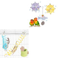 Bird and Small Pet Play Set Interactive Spinner Wheels with Elastic Climbing Ropes 3PC Colorful Wheels and 3PC Green Blue Yellow Ropes for Parakeets Sugar Gliders and Small Animals