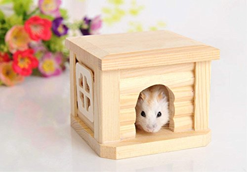 Litewoo Wooden Hamster House Chew Toy Luxury Exquisite House for Mouse Chinchilla Rat Gerbil and Dwarf Hamster - color: Hut
