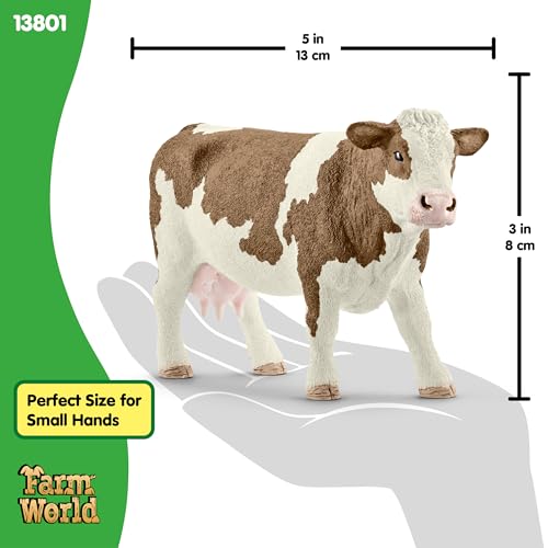 Schleich Farm World Simmental Cow Toy Figurine - Educational and Durable Farm Animal Toy Figure, Fun and Imaginative Play for Boys and Girls, Gift for Kids Ages 3+ | schleich Bauernhof Spielfigur | detailgetreue Tierfiguren | tolles Geschenk für Jungen un