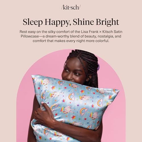 Lisa Frank x Kitsch Satin Pillowcase, Size 19x36 - MarkieTM | Softer Than Silk Pillow Cases, Smooth Cooling Satin Pillow Case for Hair and Skin, Wrinkle-Free, Machine Washable - color: Markietm, size: King (1 Pack)