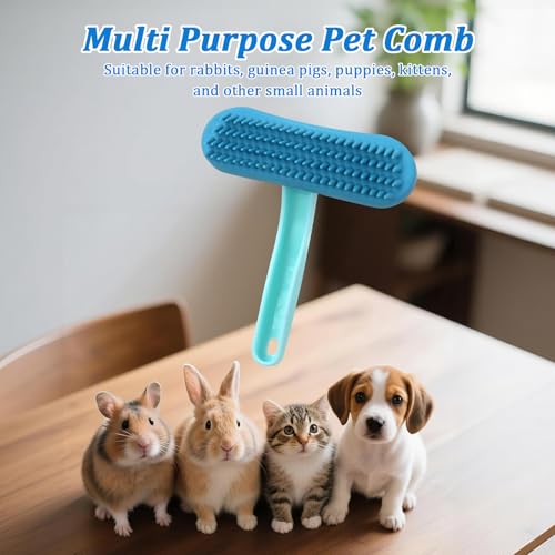 Guinea Pig and Bunny Brush, Beauty Silicone Brush, Soft Smoothing Dog Brush, Shedding Season Helps Untangle Mats and Comb Loose Fur for Chinchillas, Bunnys, Guinea Pigs and Puppies (Blue) - color: Blue