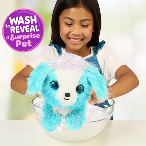 ScruffaLuvs Blue Surprise Pet, Mystery Plush Toy, Wash to Reveal | Wash to reveal 1 of 3 rescue pets, includes deluxe carrier & comb; plush toys for girls ages 3+, gift - style: Blue