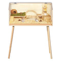 Spacious Wooden Hamster Cage with Acrylic Window & Openable Top – Raised Legs, Seesaw, Platforms, Water Bottle – Chew-Proof Habitat for Dwarf Syrian Hamster, Gerbil, Mouse, Rat – Small Size 81 - size: 32" L x 16" W x 40" H