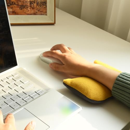 Large Mouse Wrist Rest Bean Bag, Ergonomic Mouse Support Pad Filled Ergo Beads for Computer, Laptop, PC Gaming (Yellow) - color: Yellow