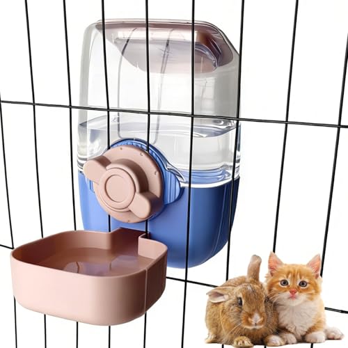 Rabbit Water Bottle, 34oz Pet Hanging Automatic Water Dispenser | Cage Grid Spacing 1.1''-2.1'', Cat Water Feeder for Small Animal Ferret Guinea Pig Chinchilla Small Dog - color: Blue&Pink