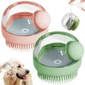 Dog Bath Scrubber Brush, 2 PCS Pet Dog Grooming Massage Shampoo Bath Brush with Soap and Shampoo Dispenser Soft Silicone Bristle for Long Short Haired Dogs Cats Shower - color: Green & Pink