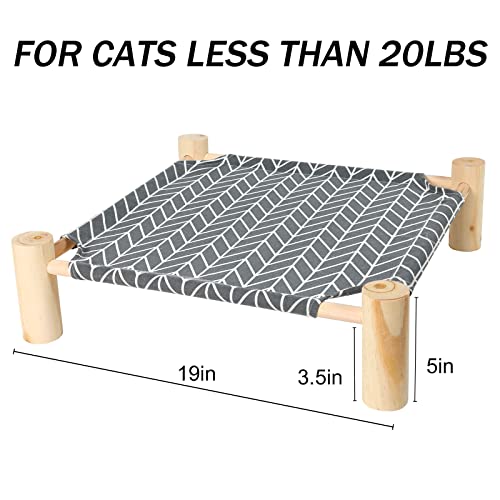 Patas Lague Cat Hammock Bed Small Eleveted Dog Bed 19x19 in Arrow | Brethable Wooden Pet Bed, Cooling Rabbit Cot, Outdoor Cat Furniture For Summer - color: Arrow