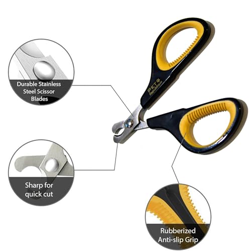 Cat Nail Clippers by Pet Republique – Professional Stainless-Steel Nail Clipper for Cats, Kittens, Hamster, Rabbits, Birds, & Small Breed Animals Claw Trimmer (Black+Yellow) - color: Black & Yellow