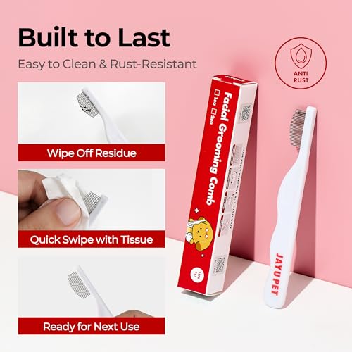 Facial Grooming Comb - Dog Eye Combs, Stress-free Tear Stain Remover for Dogs & Cats, Pet Facial Brush, Cat Grooming Kit, Stainless Steel Deshedding Comb (2ea) - size: 2 Count (Pack of 1)