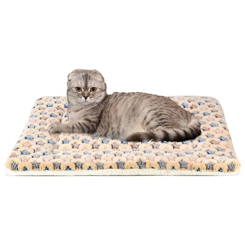 Mora Pets Cat Bed Ultra Soft Dog Crate Pad Star Print 14 x 17.5 inch Brown | Washable Crate Mat for Small Dogs and Indoor Cats, Reversible Fleece Dog Kennel Pad, Flat Pet Bed, Cat Carrier Mat - color: Brown, size: 18-Inch