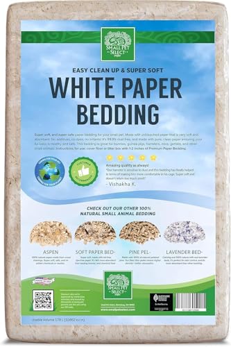 Small Pet Select Unbleached White Paper Bedding, 178L | Soft Absorbent Natural Bedding, Odor Control, Made in USA, For Guinea Pigs, Rabbits, Hamsters & Small Pets - size: 178L
