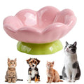 DIF DECO Ceramic Raised Cat Bowl, Pink Elevated Food Bowls for Food and Water Protecting Spine and Whisker Friendly,Tulip Shape Cute Pet Feeder Dish for Indoor Cats and Small Dogs(Height 3.3 inch) - size: Height 3.3 inch