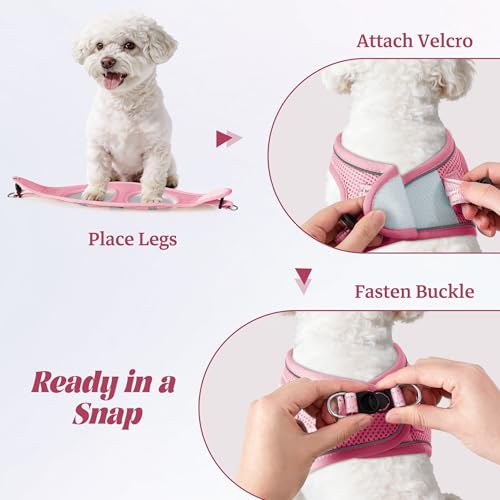 No Pull Dog Puppy Harness and Leash Set Reflective Mesh Vest X-Small - color: Pink, size: X-Small (Pack of 1)