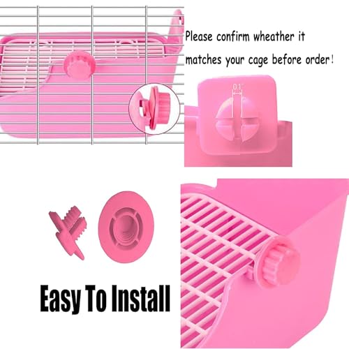 PINVNBY Rabbit Litter Box for Cage Bunny Corner Bedding Box Small Animal Litter Pan Hanging Pet Bowls Cage Potty Trainer Pet Toilet for Rabbit Bunny Guinea Pigs (Pink) - color: Pink, size: S: 11.02 x 8.66 x 5.9 inches (Fixed on both sides)