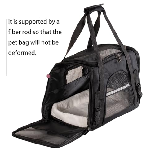 Cat Carrier Bag, Airline Approved Soft Carrier for Cats & Small Dogs | Airline approved pet carrier for pets under 15lb, breathable mesh with privacy cover, lightweight, foldable & washable - color: Black