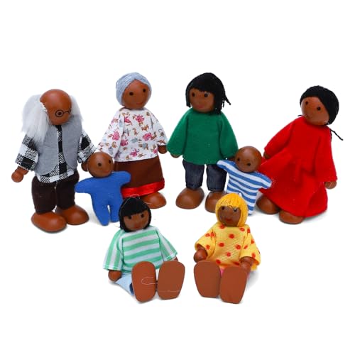 ONEST 17 Pieces Wooden Dollhouse Family Set Mini People Figures Dog Cat Sets Dollhouse Dolls Wooden Doll Family Pretend Play Figures Accessories for Pretend Doll House - style: G Set