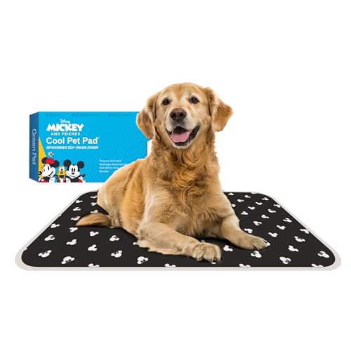 The Green Pet Shop Cool Pet Pad - Large, Disney’s Mickey & Minnie Mouse - Self-Cooling, Pressure Activated Mat for Dogs & Cats from 46-80 lbs - Non-Toxic Gel, No Water Needed - color: Mickey & Minnie, size: Large