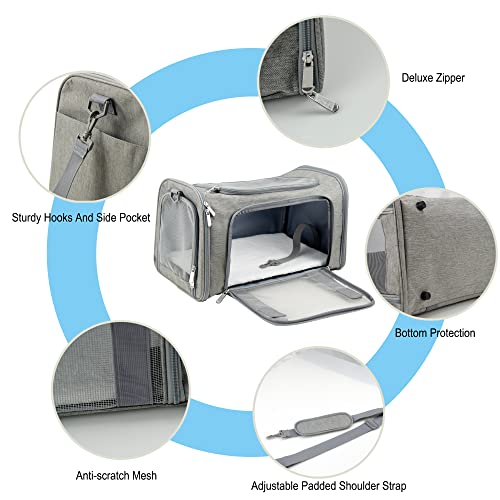 Soft Sided Carrier for Small Medium Cats Dogs,TSA Airline Approved Collapsible Travel Pet Carrier Medium Grey - color: Grey, size: Medium