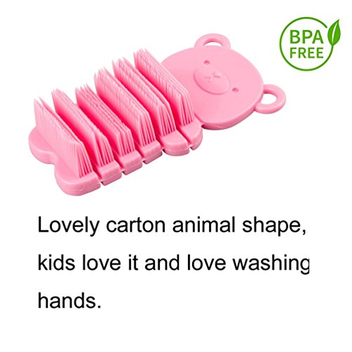 Baby Nail Brush, Kids Nail Scrubber Brush, Toddler Scrub Brush, Pink | Finger Nails Scrub Brush for Cleaning Fingernails Dirt Cleaner, Soft Bristle, For Baby Children, Cute Animal Bear Style - color: Pink