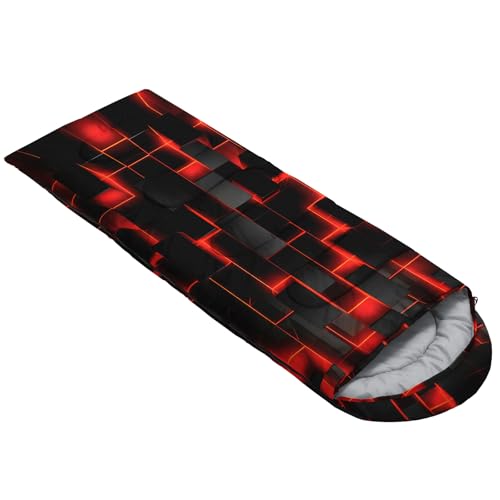 HOSIMA Dear Hunting Pattern Cold Weather Sleeping Bags for Kids Adults. | Black Light Weight Waterproof Sleeping Bags for Outdoors Hiking - color: Black-red