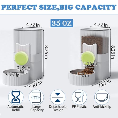 kathson Rabbit Gravity Auto Feeder Set 35oz Hanging Automatic Food Water Dispenser Cage Automatic Feeder Set for Rabbit Chinchilla Guinea Pig Hedgehog Ferret Kitty Puppy (Green) - color: Green