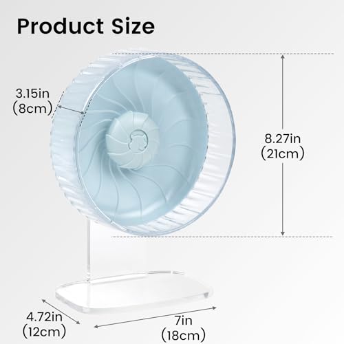 8 inch Silent Hamster Wheel with Adjustable Stand, Blue | Double-Bearing Design, Adjustable Stand, Smooth-Rotating Exercise Wheel for Hamsters, Mice and Other Small Pets - color: Blue With Stand, size: 8in