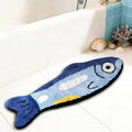 Fish Rug - Cute Fish Bath Mat Blue Bathroom Rugs Animal Pattern Fun Carpet, Non-Slip Plush Absorbent Bath Mats, Cool Carpet for Bedroom Living Room Shower Sink Bathtub Room Decor, 16"x 47"