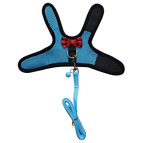 Rypet Guinea Pig Harness and Leash - Soft Mesh Small Animal Harness with Safe Bell, No Pull Comfort Padded Vest for Guinea Pigs, Ferret, Chinchilla and Similar Small Animals - color: Blue, size: Small
