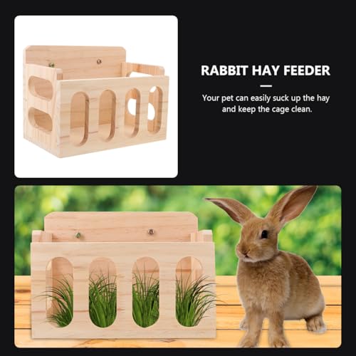 Balacoo Rabbit Hay Feeder 9.25 x 5.5 x 6.8 Inch Wooden Small Animal Feeder Rack – Mess-Free Foraging Design & Floor-Saving Mounting – for Guinea Pig, Chinchilla, Rabbit Cage or Floor Use