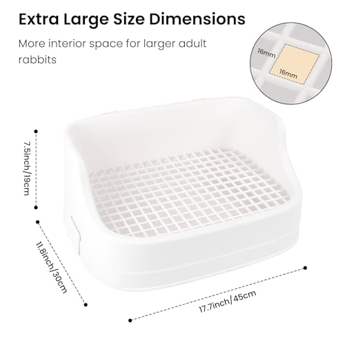 Large Rabbit Litter Box, Bunny Litter Box, Removable Top and Base, White | Removable Top and Bottom, Easy to Assemble and Clean, Suitable for Adult Rabbits, Guinea Pigs and Other Small Pets - color: White, size: 17.8" × 11.8" × 7.5"