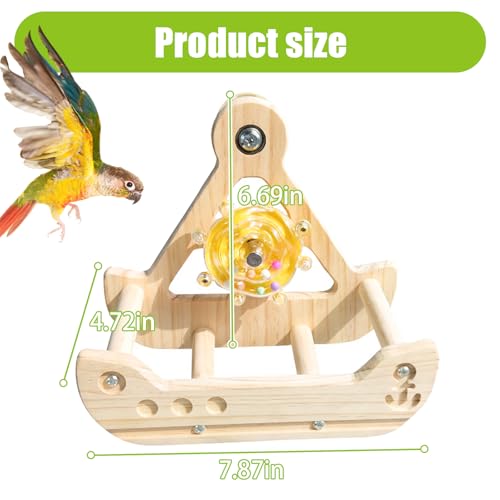 Bird Stand Perch Toy,Interactive Rocking Parakeet Toy and Perch, Wooden Exercise Wheel Cockatiel Toy, Intelligence Puzzle Enrichment Toys,Bird Playground Play Stands for Conure Budgie(C) - color: D