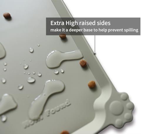 Hoki Found L Silicone Non Slip Pet Dog Cat Bowl Mats - Placemat - Feeding Mat - Waterproof - For Carpet - Cream Green - color: Cream Green, size: 22" x 14"