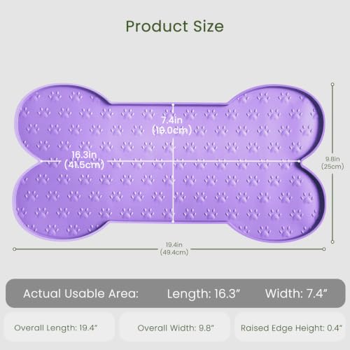 PWTAA Dog Food Mat Anti-Slip Silicone Dog Bowl Mat Thicker Pet Placemat Waterproof Cat Feeder Pad with Raised Edge Puppy Kitten Feeding Mats Suitable Small Medium-Sized Dogs Cats Eating Tray - 2PCS - color: Purple, size: 19.4" x 9.8"-2PCS