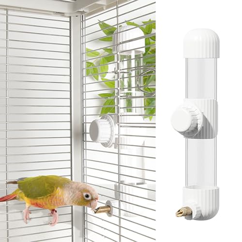 9.4 Fl Oz No Mess Bird Water Dispenser, Sipper Bottle | 9.4oz/280ml capacity easy view & simple mount Clear Cage Water Drinker for Parakeets Cockatiels Budgies Finch Lovebirds - color: White, size: 9.4 fl oz (280ml)