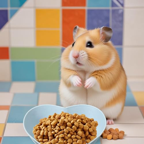 3 Pcs Guinea Pig Food Bowl Heart Hamster Food Water Bowl Plate Plastic Anti-Turning Water Dish Gerbil Drinking Bowls for Dwarf Syrian Hedgehog Gerbil Small Animals Rat Rodent, 2.9“ x0.9“