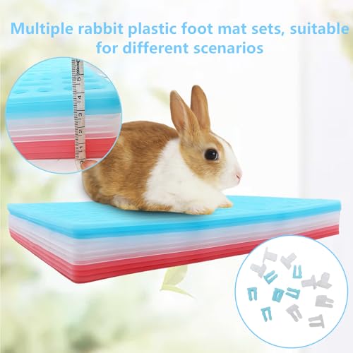 Hamiledyi 10Pieces Rabbit Feet Pad Hole Leak Water Design for Plastic Bunny Cage Mat Foot Resting Pad - color: 3 pink +4 white +3 blue